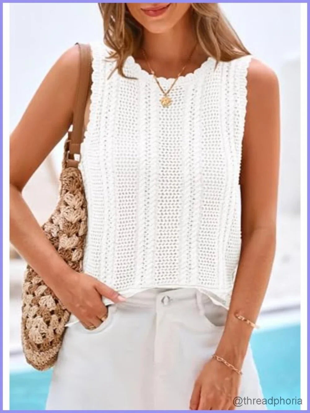 Crochet Tank Top Cover Up for Women Beach Vacation Sweater Vest